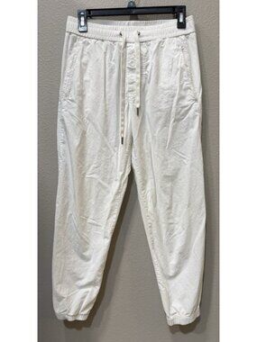 James Perse Pants Womens Sz 1 Small White Jogger Elastic Waist Casual Drawstring